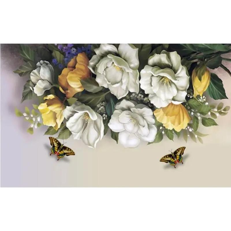 Europäische Straße Retro Rose Tapete Vintage Schmetterling Rose Blumen Wandbild Dekor