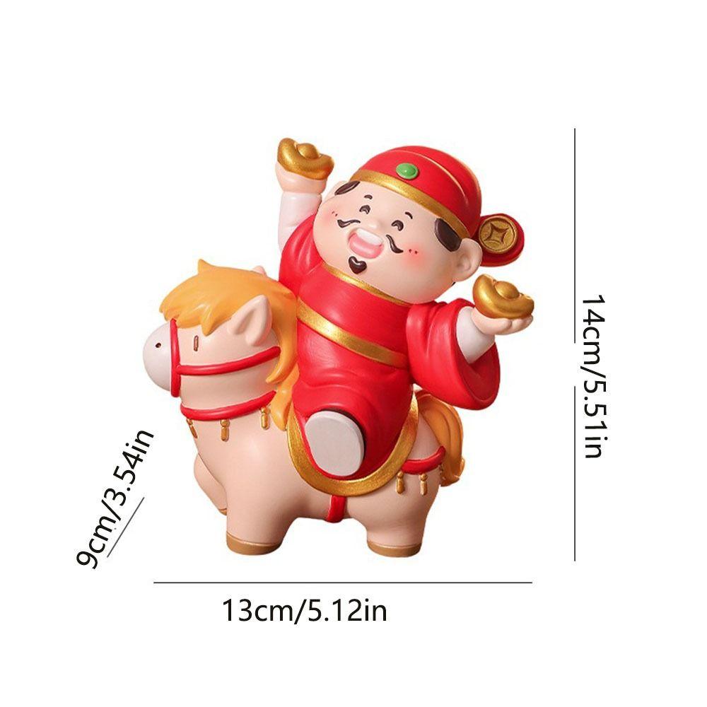 Resin Crafts Horse Year Mascot Ornament Cute Design God of Wealth Decoration  Home Decoration
