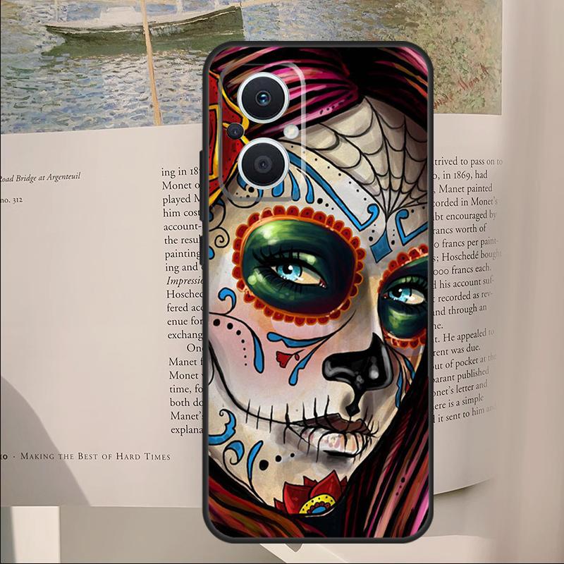 Catrina Beautiful Rose Girl Skull Cover For OPPO Reno 14 13 11 10 Pro 12F 11F 13F 14F 7 8 Lite OPPO Find X6 X5 X8 X9 Pro Case