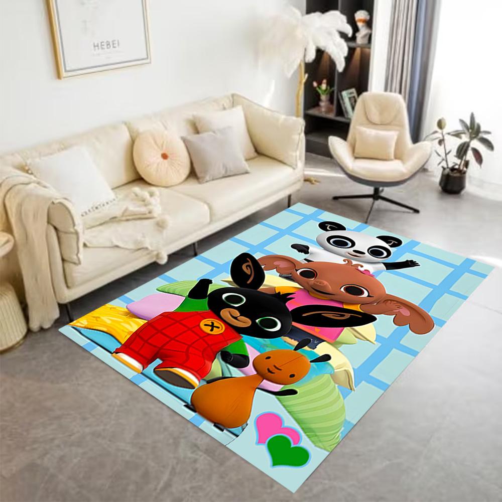 Panda Bunny Friends Area Rug Design for Game Room Kitchen Outdoor Foyer Antislip Carpet Decorate Offices Perfect Birthday/Christmas Gift Idea