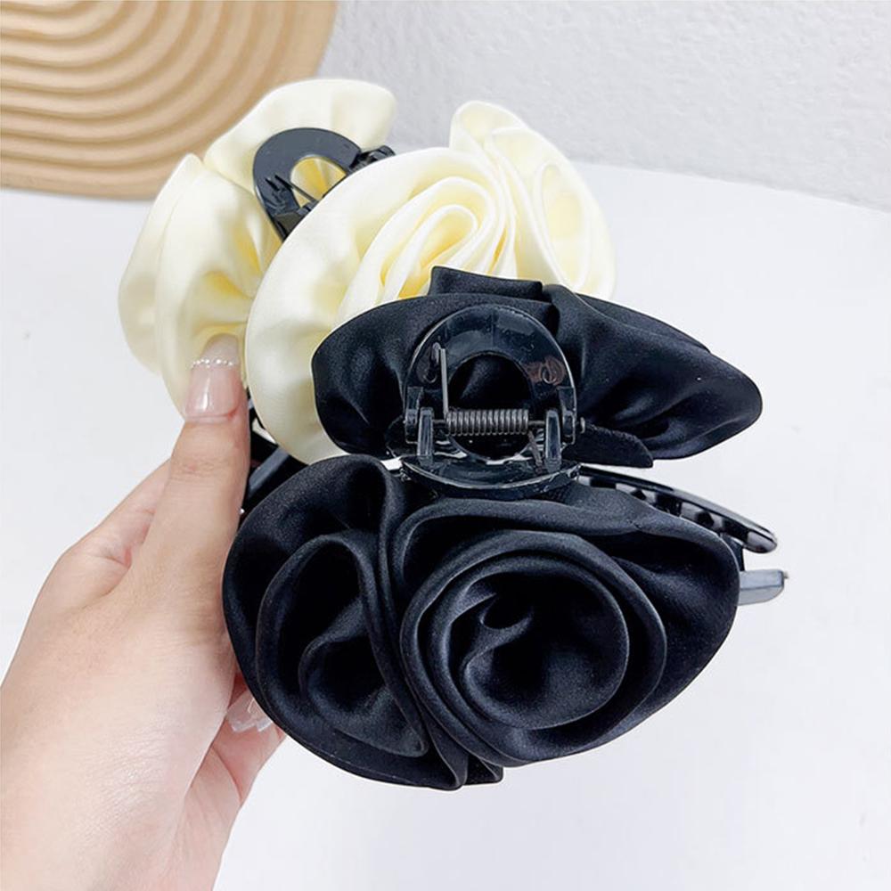 Large Size Hair Claw Fabric Rose French Hair Clip Black Wine Red Festival Hair Accessories Hairpin Fashion Hair Crabs Barrettes