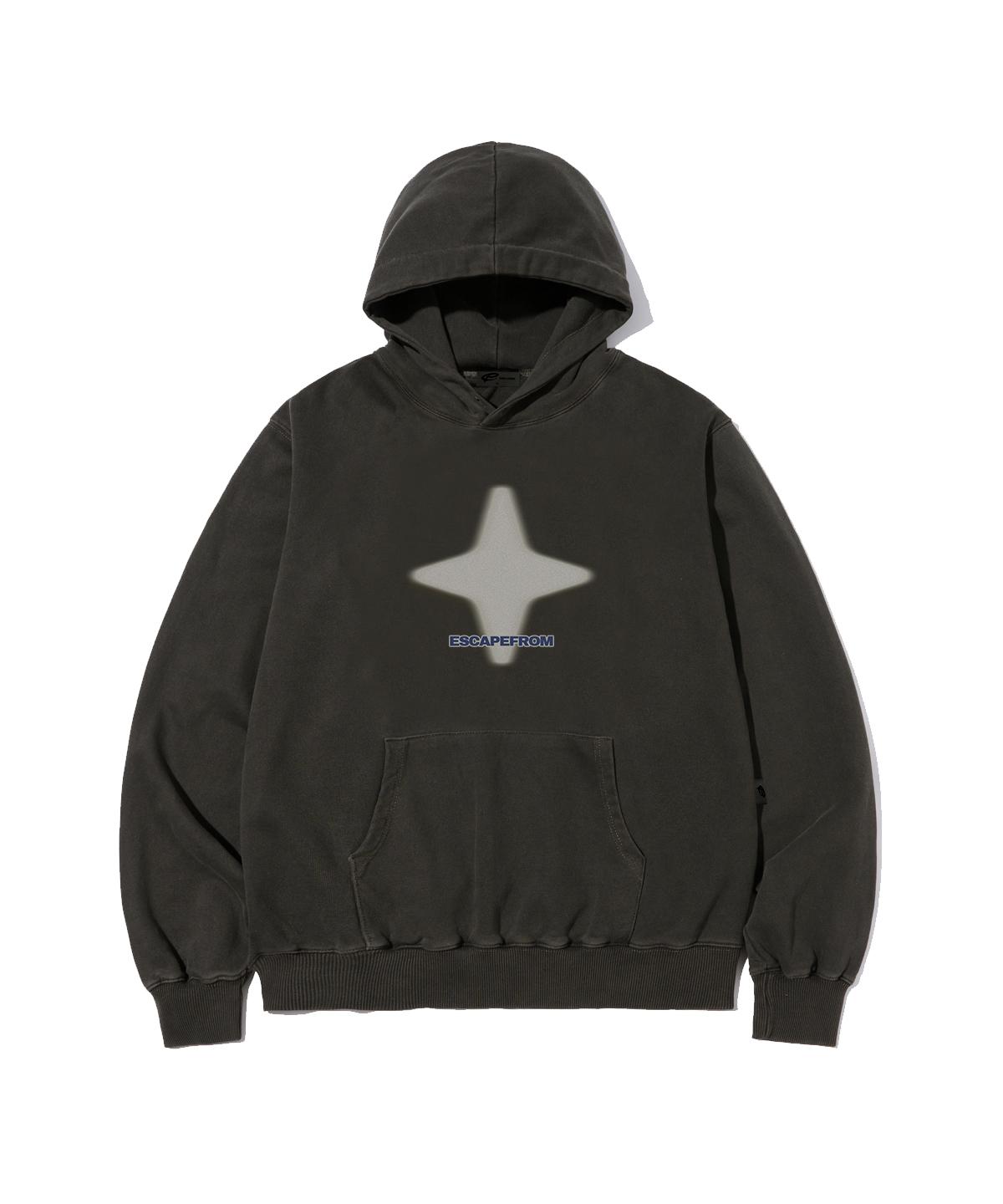 Escape From Noise Diamond Print Pigment Hoodie Charcoal M
