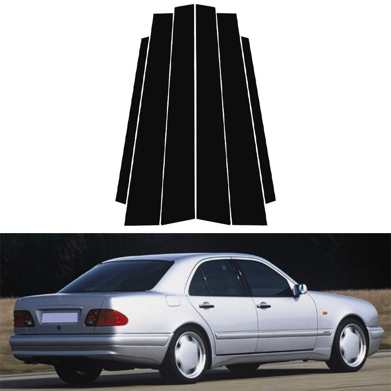 Car Window Door Column B C Pillar Post Trim Cover Glossy Black PC Stickers Accessories Fit for Mercedes Benz E-Class W210 1996-2002 6pcs
