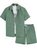 1116 solid color sports suit men's summer semi-zipper short-sleeved breathable casual shorts men's two-piece set