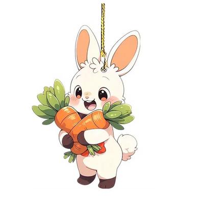 Acrylic Hanging Pendant Adorable Appearance Creative Shape Easter Bunny Car Hanging Ornament Rearview Mirror Decoration
