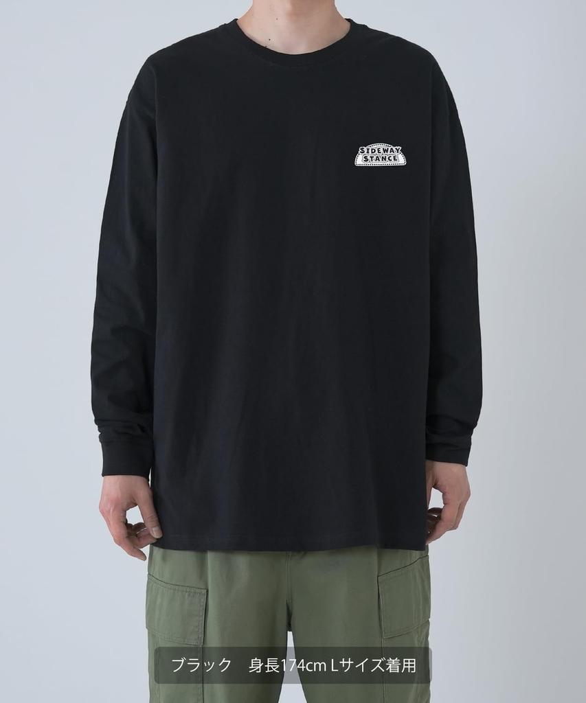 IMPROMES Lässiges SIDEWAYSTANCE Langarm-T-Shirt, Herren, Schwarz