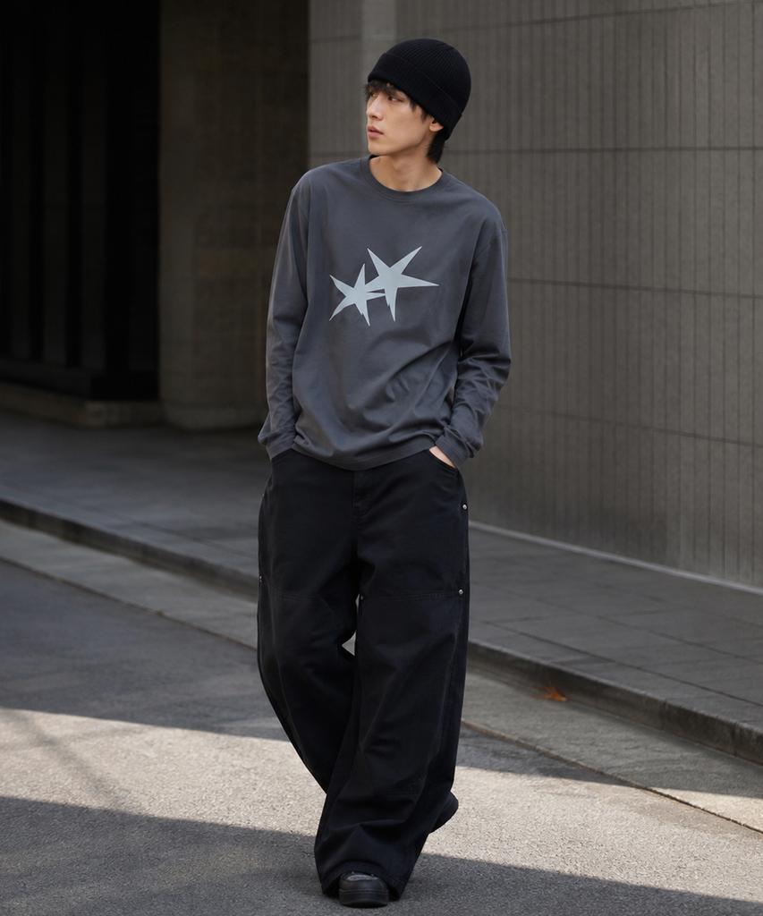 GRAVER ORDINARY [Odnr Unisex] Twins Star Long Sleeve T-Shirt_3Color