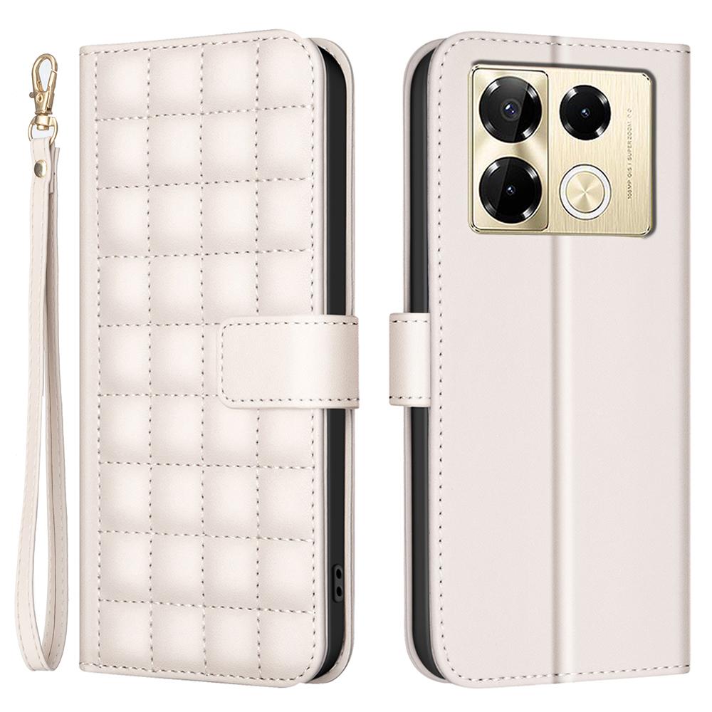 

Кожаный чехол для Infinix Note 40 Pro 4G/5G/Note 40 Pro+ с квадратным сетчатым узором Beige