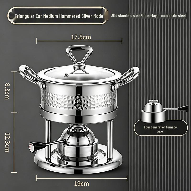 304 Stainless Steel Single-Person Hot Pot with Inflatable Gas Stove for Home, Commercial, and Camping Use