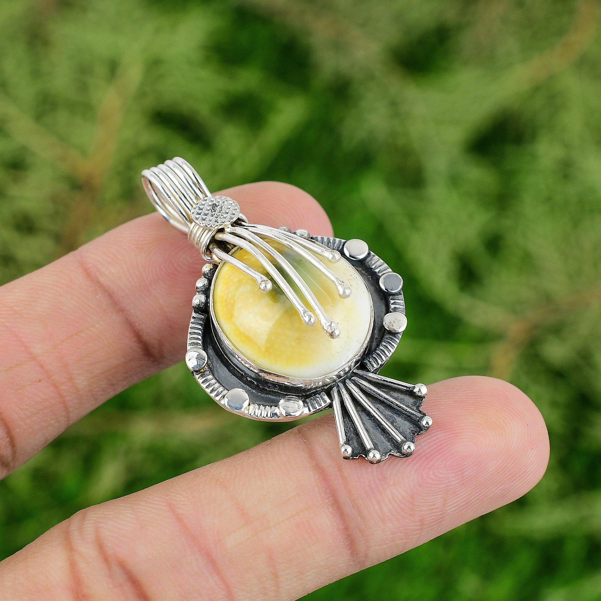 

Daughters Day Sale Natural Shiva Eye Shell Sterling Silver New Pendant Jewelry