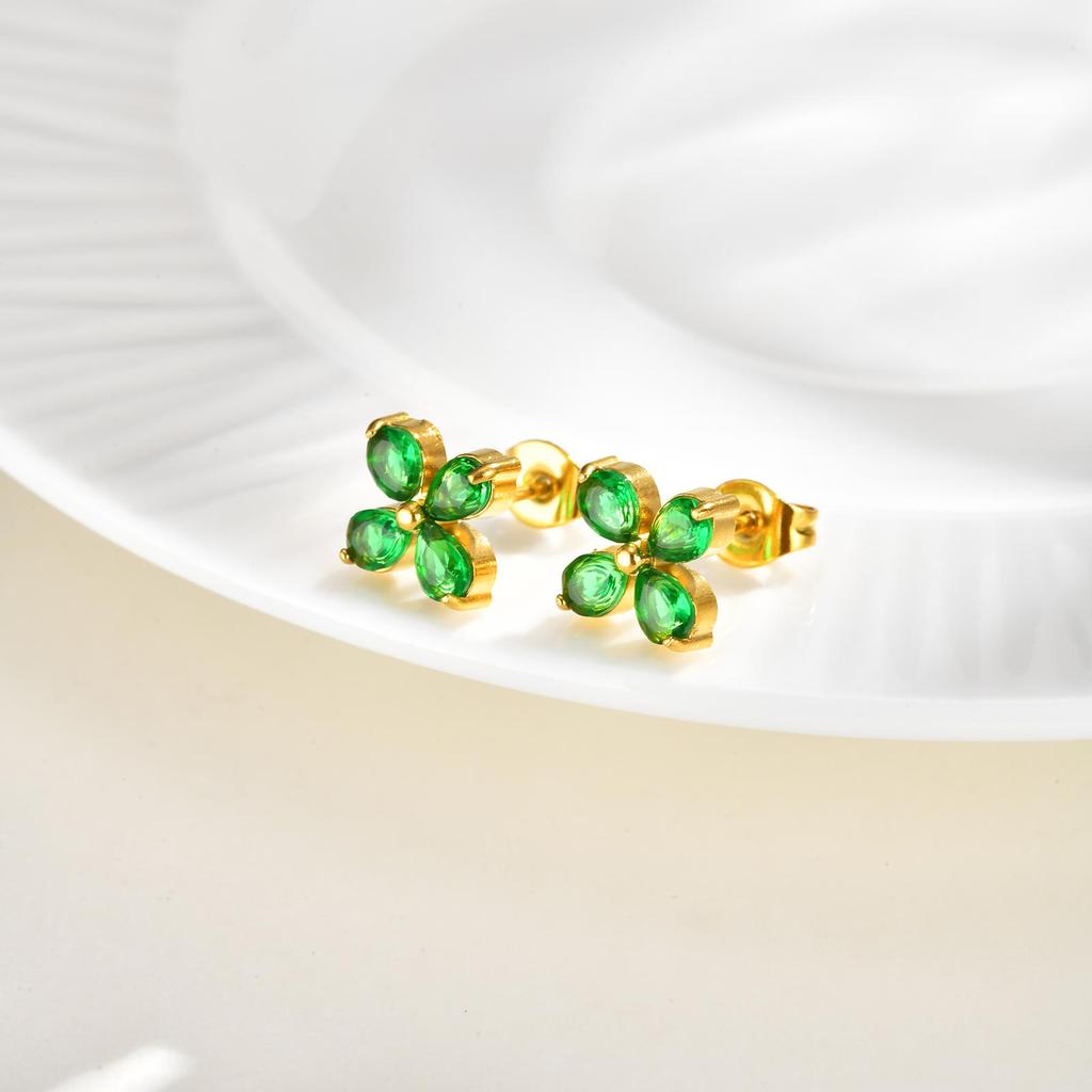 Charm Rosa Zirkonia Blume Ohrstecker für Damen, Vergoldeter Edelstahl Zirkonia Ohrringe, Bunte Schmuckgeschenke