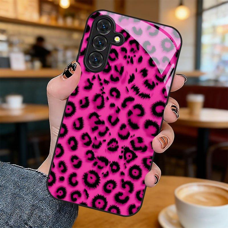 Pink Black Leopard Print Phone Case for Samsung for Galaxy S26 S25 S24 S23 Ultra S22 Ultra S20 Ultra 56 A72 A73 5G
