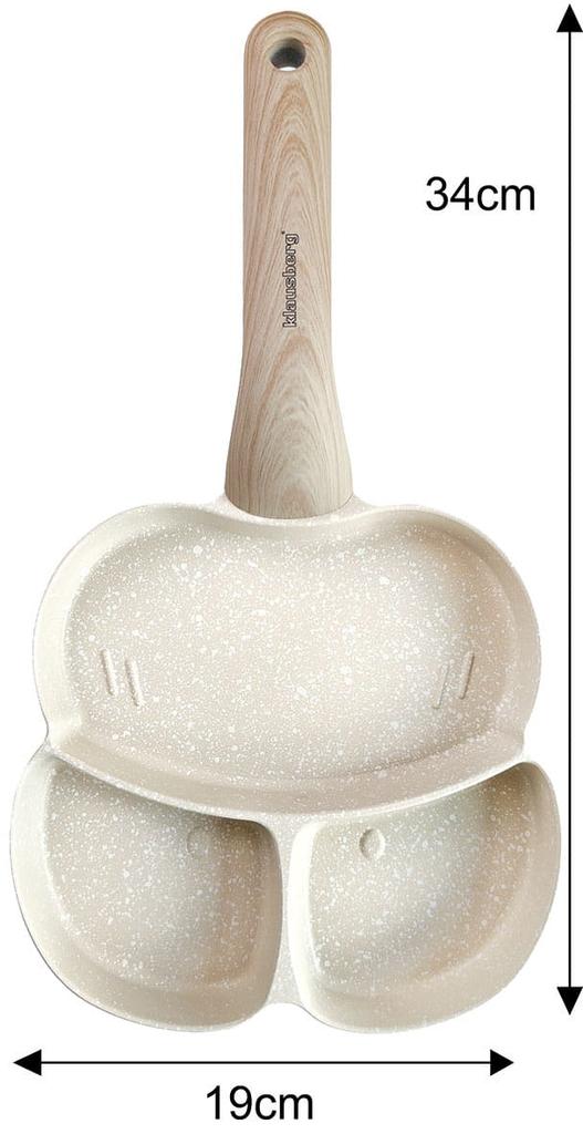 Patelnia marmurkowa 3 w 1 do jajek naleśników placków pancake 18cm BEŻOWA KLAUSBERG KB-7825