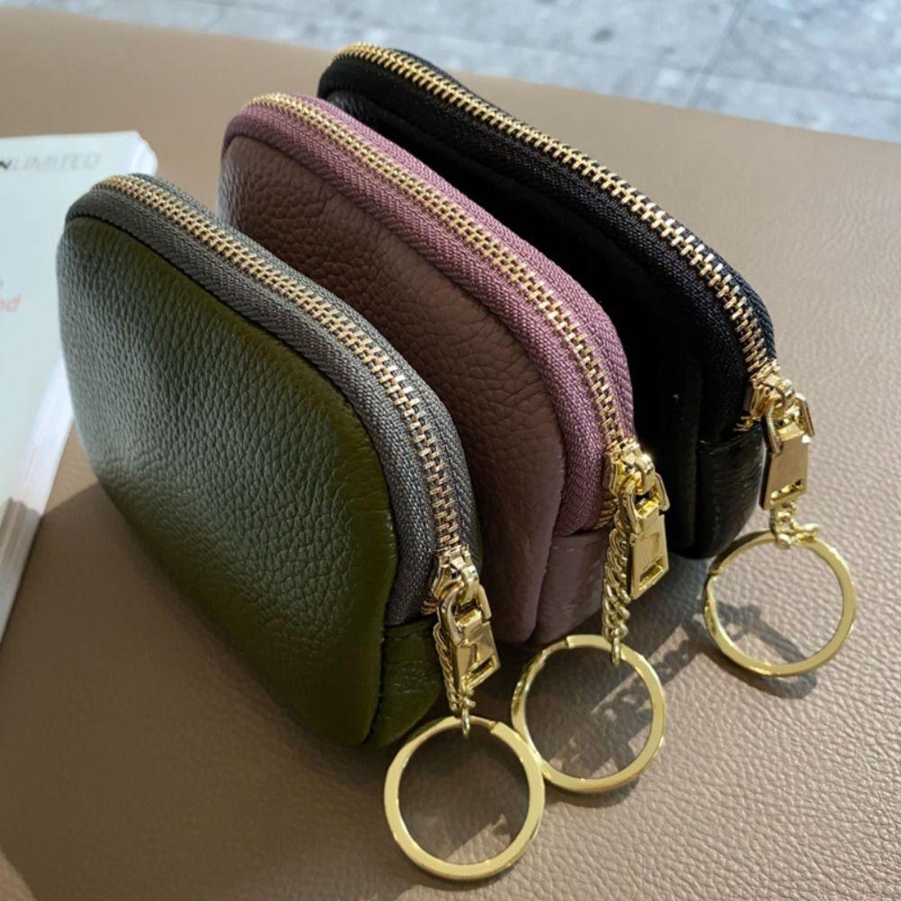 Einfarbige Geldbörse aus echtem Leder Weiche Mini-Clutch-Tasche Modische Münzbörse aus Rindsleder Männlich/Weiblich