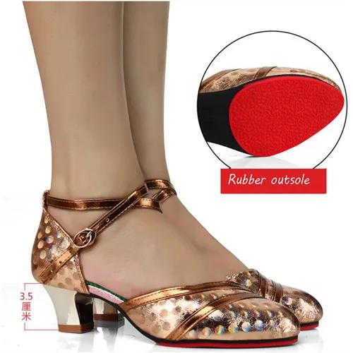 Glitter Closed Toe Dance Shoes Woman Salsa Dance Shoes Ladies Professional Modern Ballroom Samba Tango Salsa Latin Dance Shoes