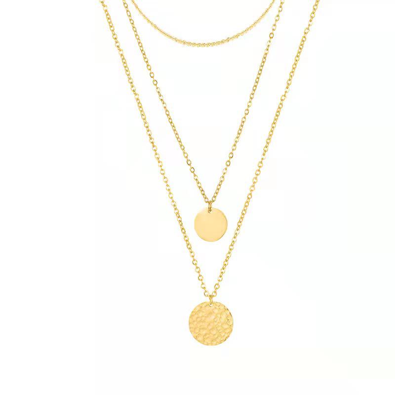 Women's Fashionable Alloy Necklace with Double Round Pendant