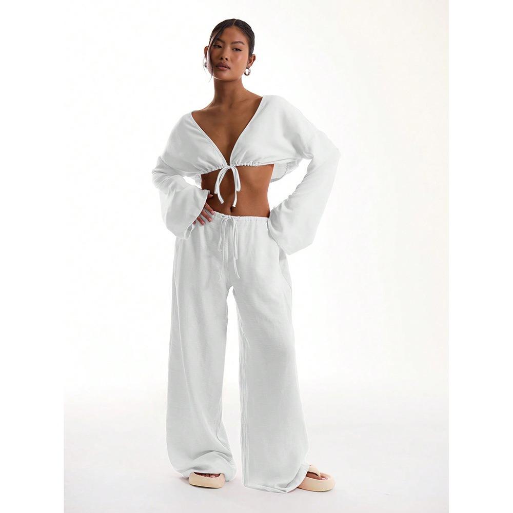 Women Summer Casual Straight Sweatpants, Loose Trendy Wide Leg Sports Long Trousers