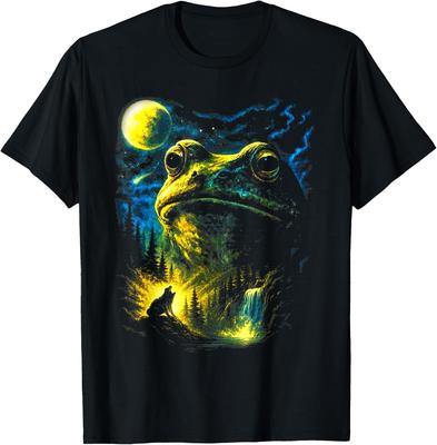 Funny Vintage Frog Howling To The Moon Graphic T-Shirt Unisex Tee