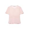 1116 Summer European and American Women's French V-Neck Bubble Sleeve Shirt Women's Translucent and Skinny Short Chiffon Shirt Women's