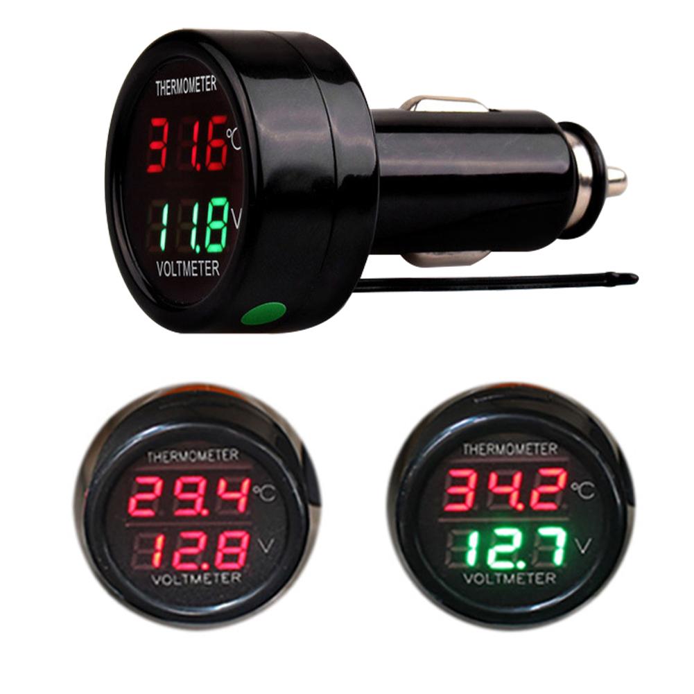12V 24V Digital Voltmeter Thermometer Cigarette Lighter Style Battery Monitor For Measuring Voltage And Temperature Car Accessor