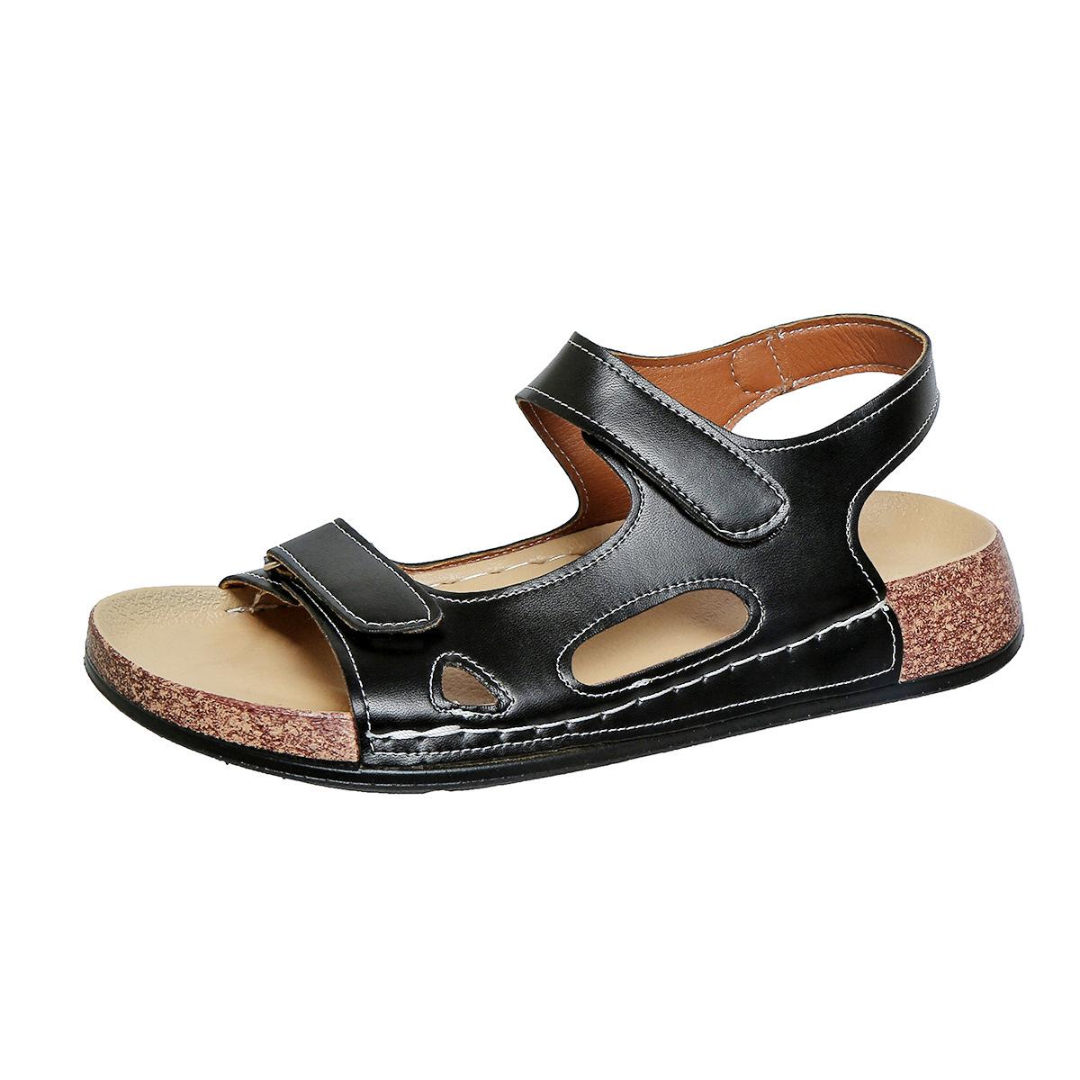 

Fashion 2025 New Women Sandals Summer New Open Toe Fashion Sandals Soft Sexy Wedge Buckle Orthopedic Shoes Female Sandalias De Mujer 43 чёрный