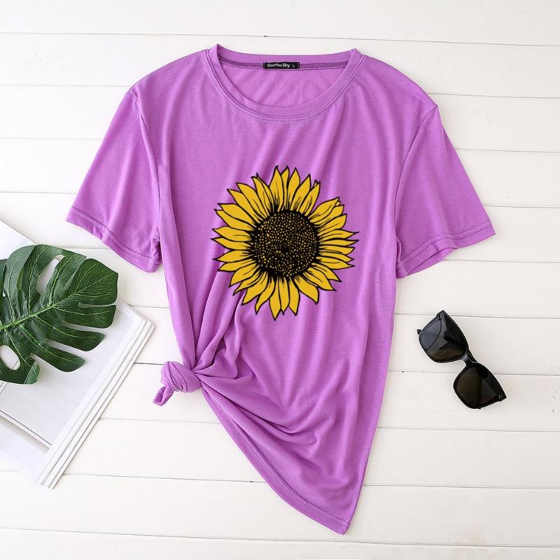Sunflower Women's 3D Digital Printed Short Sleeved Pure Cotton T-shirt