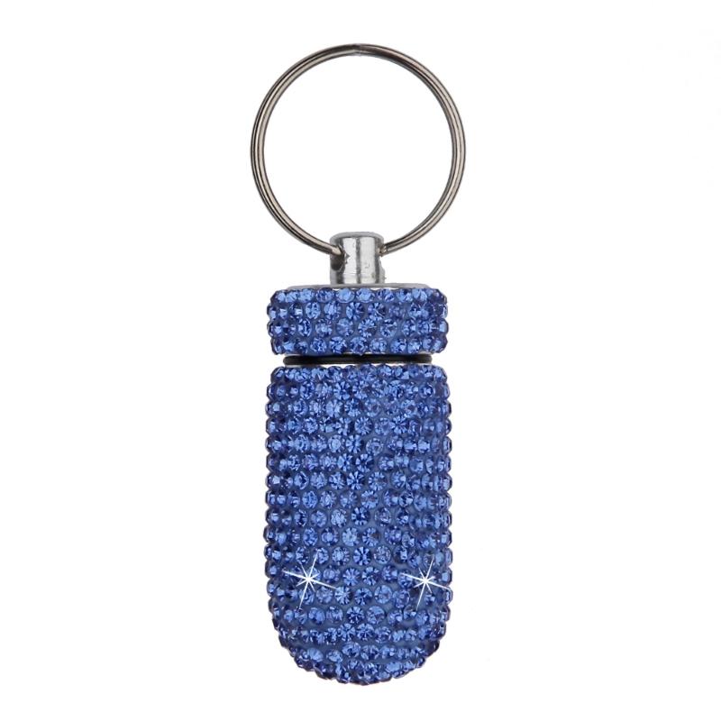 Portable Glittering Pills Organizer Small Waterproof Travel Medicine Holder with Keyring for Camping Adventures