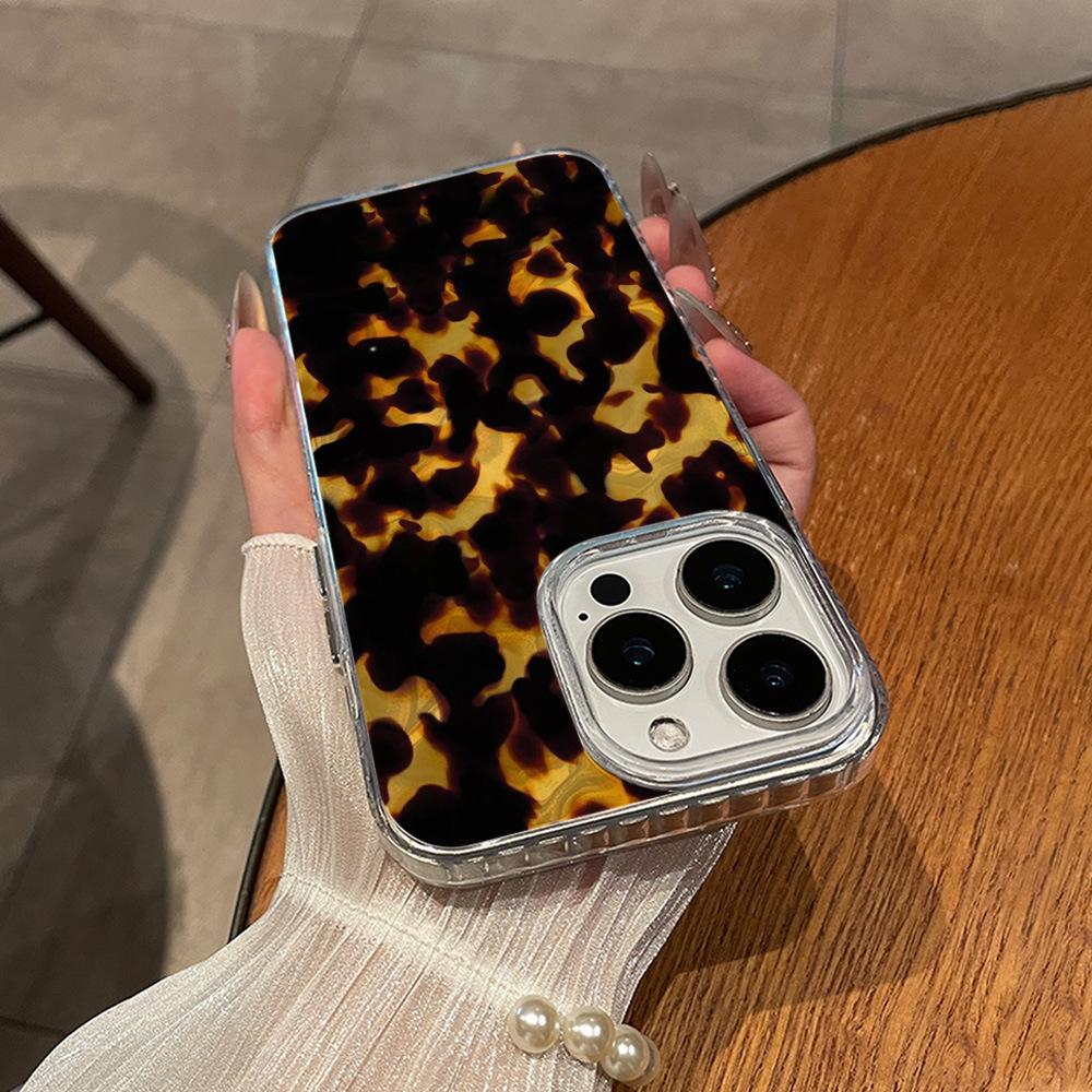 Retro amber pattern mobile phone case is suitable for iPhone15/16/17 Apple full series transparent soft case in stock