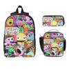 3Pcs Smiling Friends Pim And Charlie School Bags Set for Children Pen Bags Backpack Sets with Lunch Box