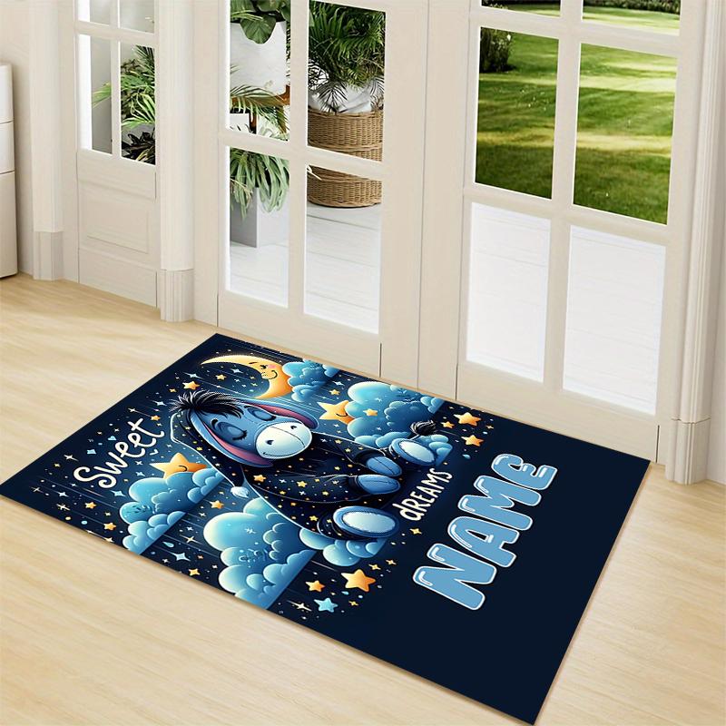 Custom Name Eeyore's Butterfly Adventure Carpet Rug Customizable Soft Washable Anti-Slip Home Living Room Sofa Mats Personalized Rug. 0909426