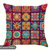 1pc Vibrant Bohemian Mandala and Checkered Pillow Cover-Indoor/Outdoor-Bright Colors