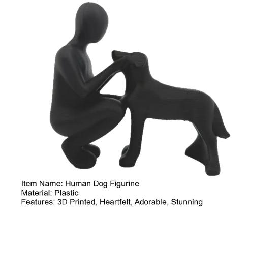 Jijijing Dog Sculpture for Home Decor, 3D Printed Man And Figurine, Pet Memorial Gift Loss, Lovers