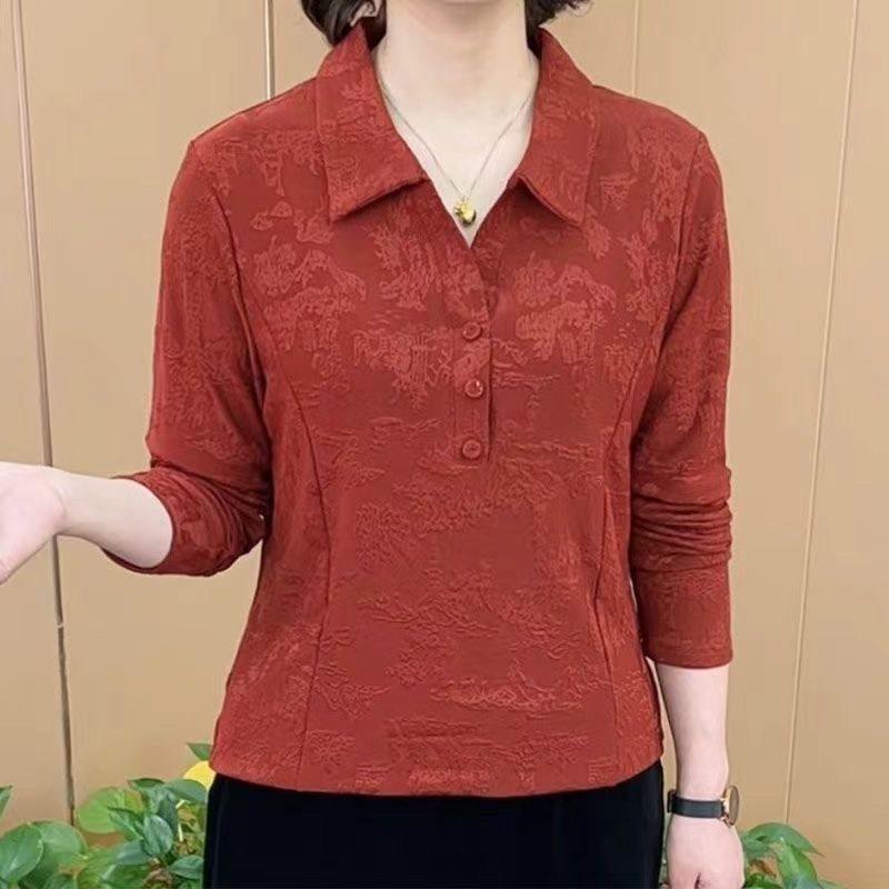 

Chic Women s Jacquard Blouse - Spring/Autumn Edition 3XL 125-140 cm кофейный
