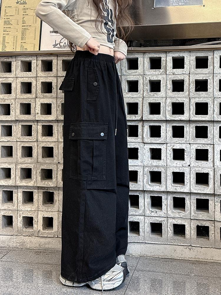 Trendy Girls' Wide Leg Cargo Pants – Spring/Autumn Casual Wear for Junior High School Students