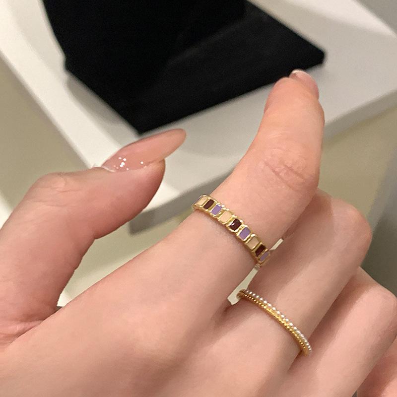 

2026 New Colored Glazed Mini Pearl Rings for Women Men Romantic Elegant Opening Rings Birthday Party Jewelry Accessories Gifts