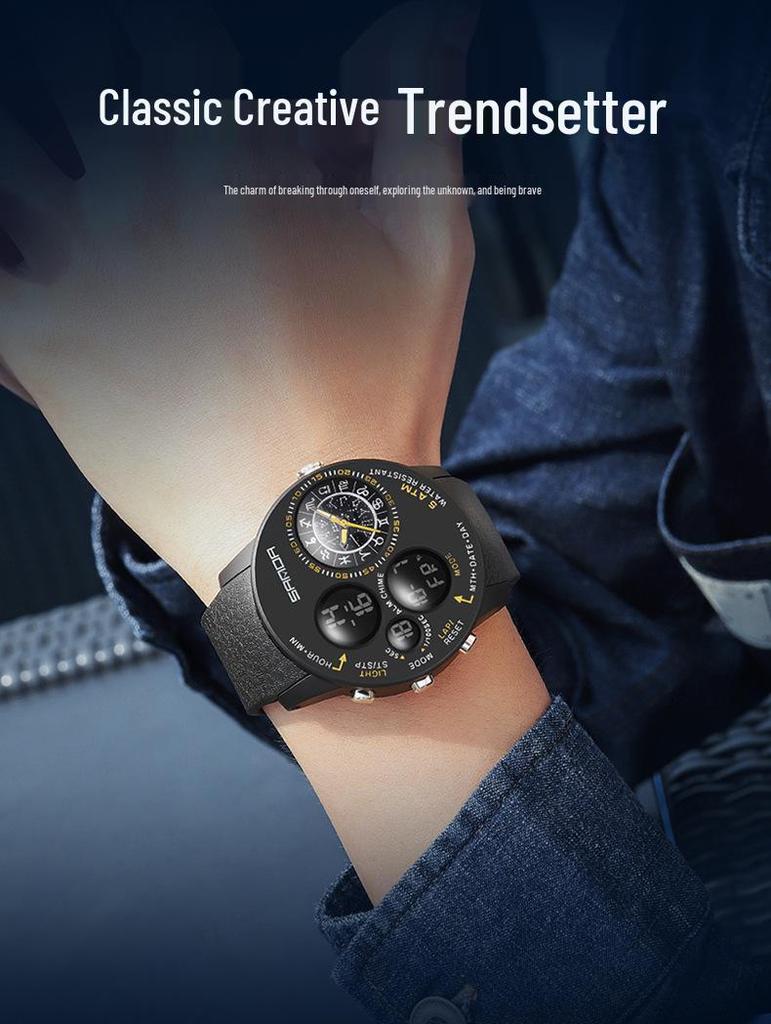 Sanda Men's Multifunctional 12 Constellation Dial Waterproof Electronic Watch