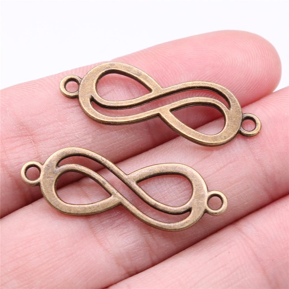 10pcs Infinity Connector Charms For Bracelet Making Vintage Antique Bronze Color