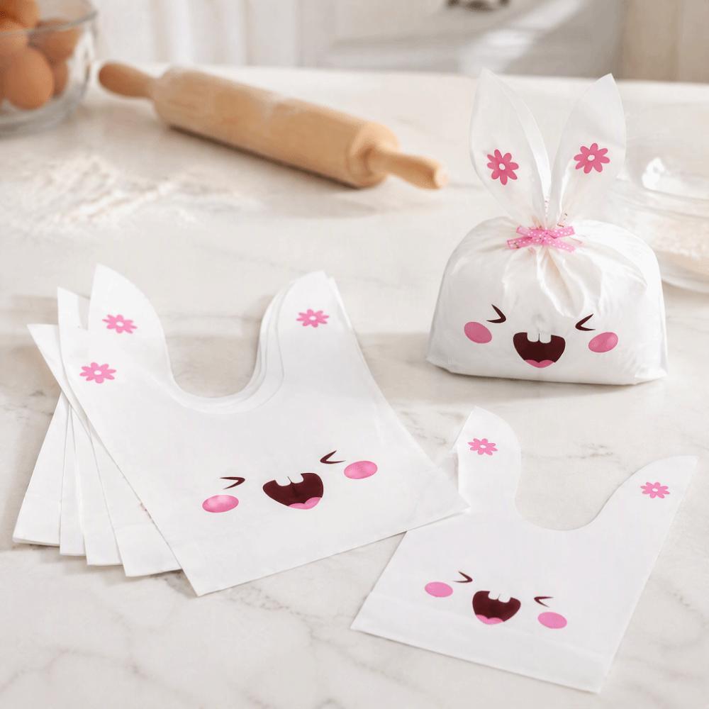 50PCS Long Ear Treat Bags Bunny Sheep Mouse Print Snack Packaging Bag Easter Party Favor