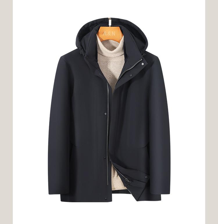 Men's Warm Hooded Down Jacket with Detachable 90% Goose Fleece Inner Tank