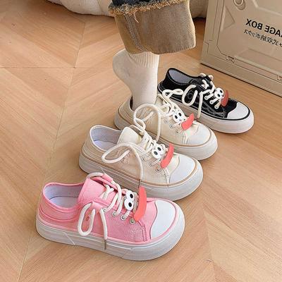 Mango Kopf Canvas Schuhe Damen neu Sommer hässlich süß große Kopfschuhe Nische vielseitig kleine weiße Schuhe mit Röcken