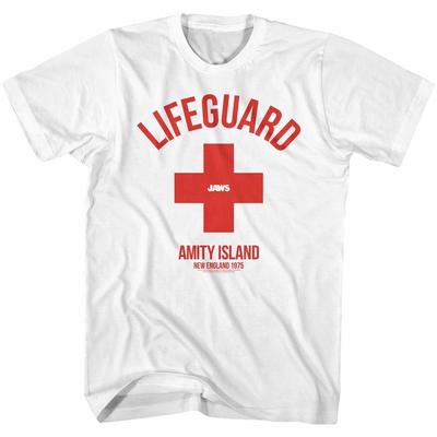 Jaws Life Guard White Adult T-Shirt