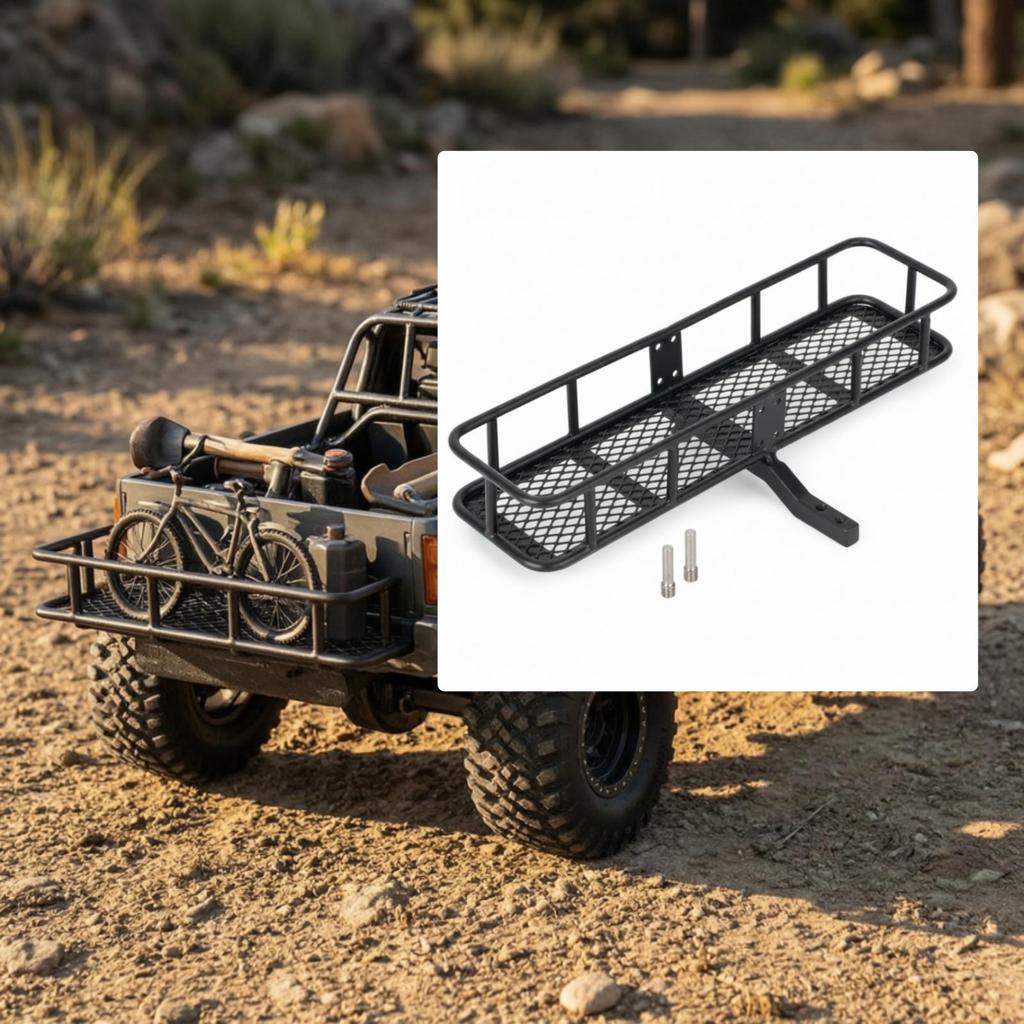 Rear Mounting Rack with Basket Black Spare Tire Storage Cargo