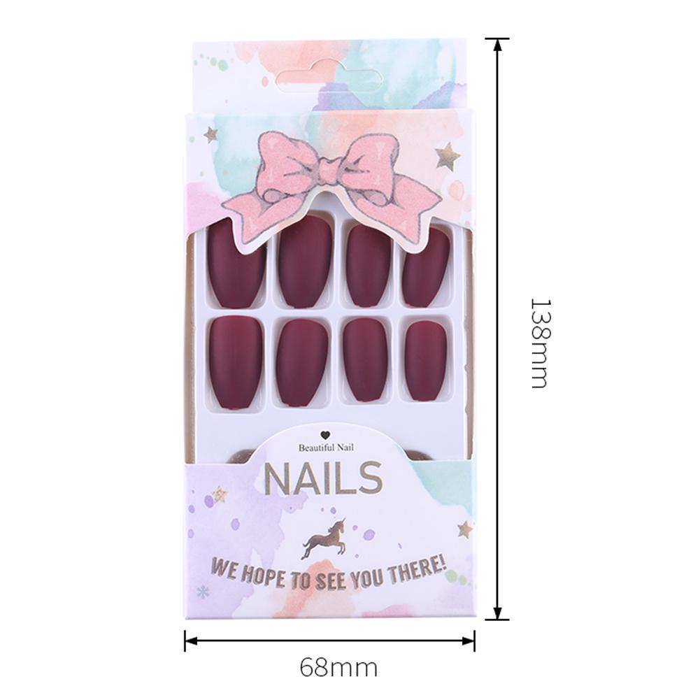 Buy 24pcs Nail Patch Solid Color DIY Scrub Ballet SelfAdhesive Fake