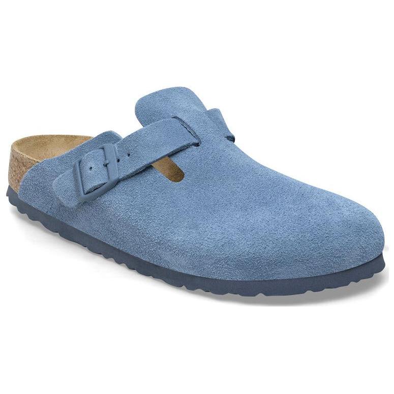 Birkenstock Suede Closed Toe Slippers Unisex Light Blue Regular 1026769