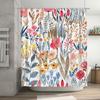 Artistic Floral Print Shower Curtain Watercolor Flowers in Blue, Pink Yellow for Bathroom Decoration