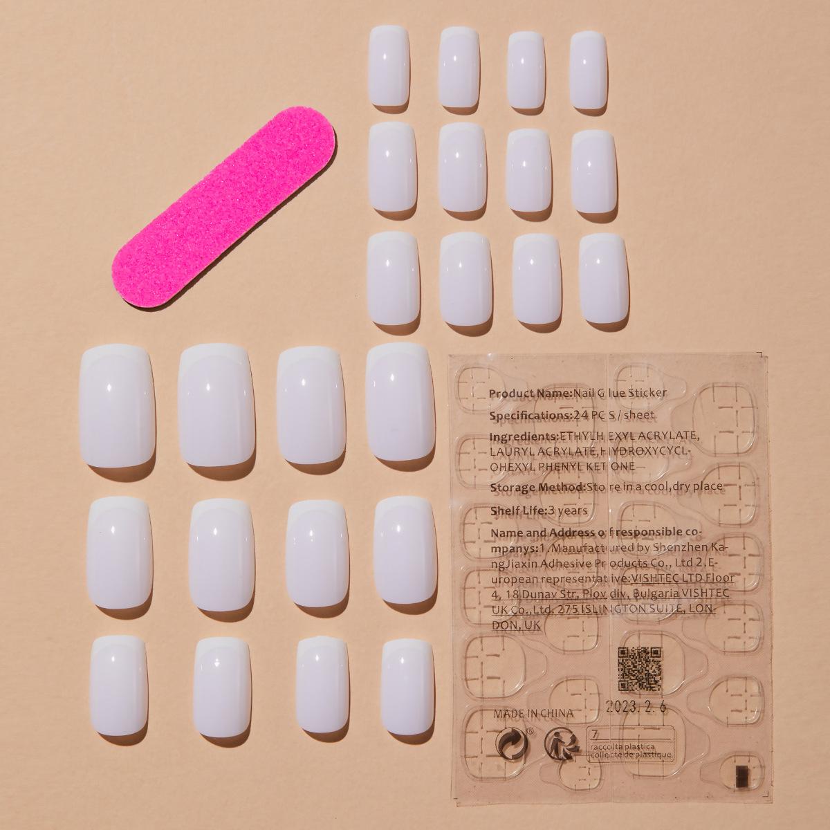 

Набор из 24 простых белых типсов для ногтей френч, накладные ногти