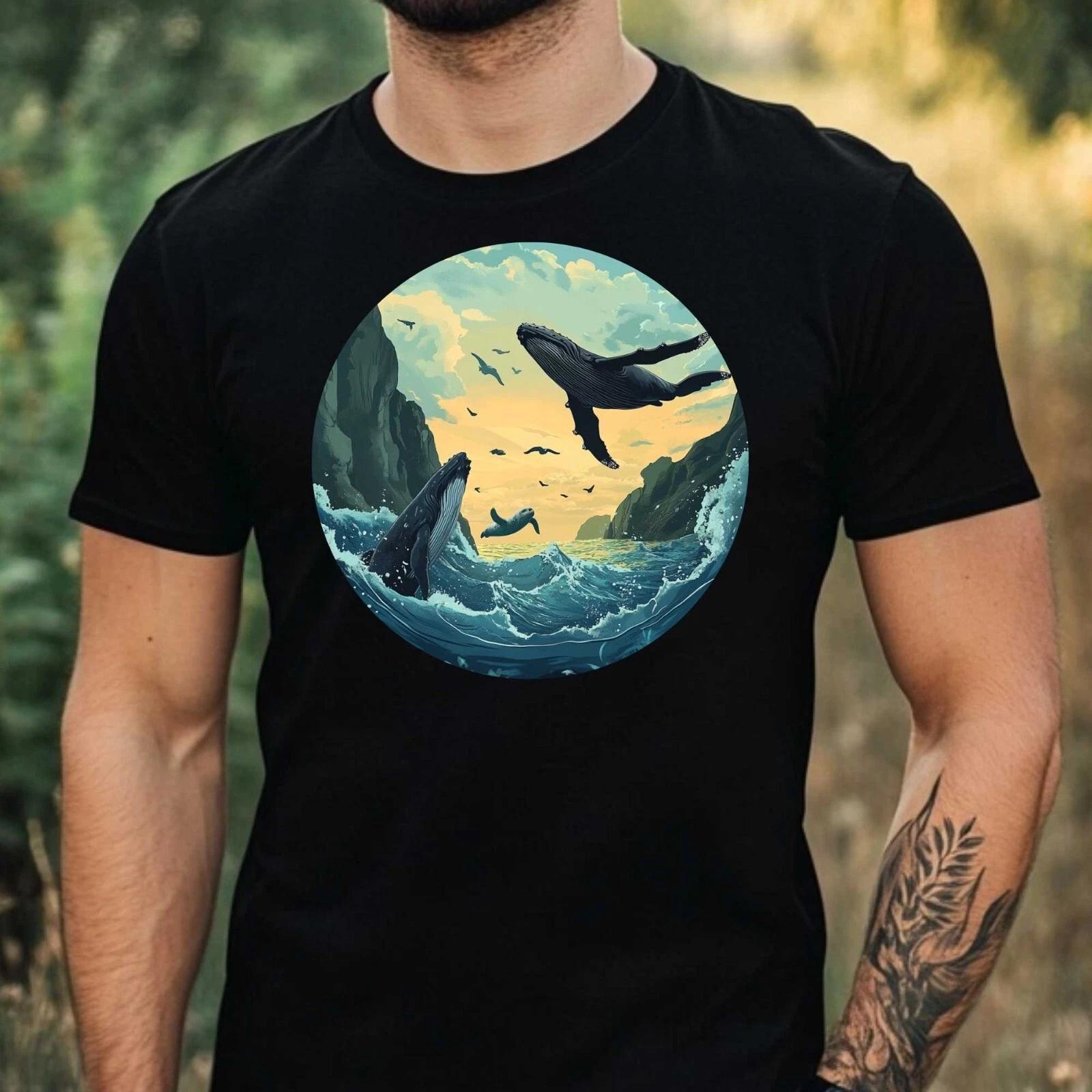 T-Shirt Herren Buckelwal Motiv Baumwolle Größe XS bis 5XL L
