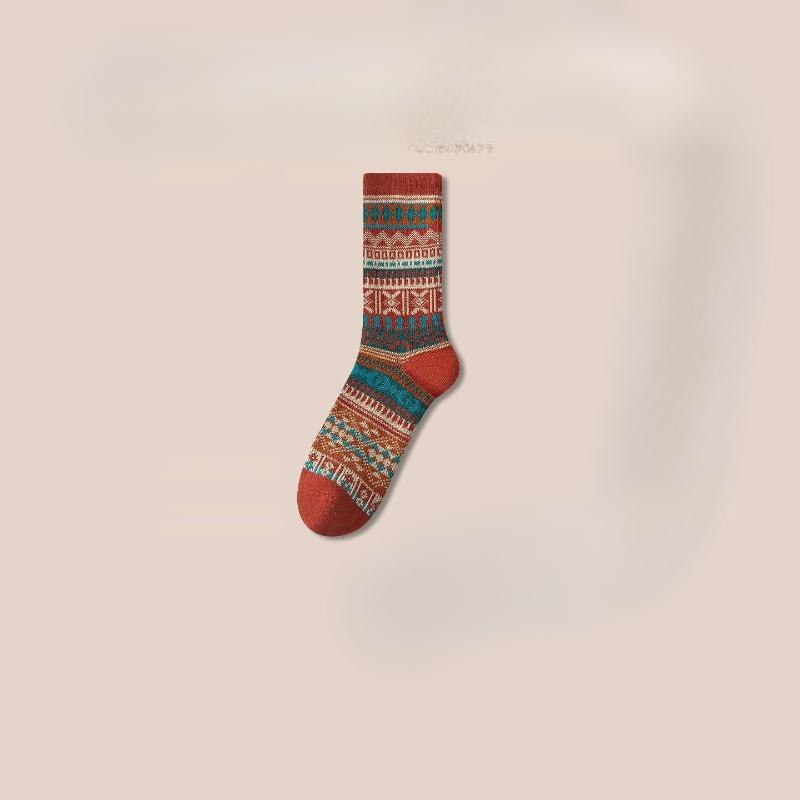 Women's Socks, Ethnic-style Retro Casual Cotton Socks, Fashionable Autumn and Winter Outfits, Mid-calf Socks, Long Socks