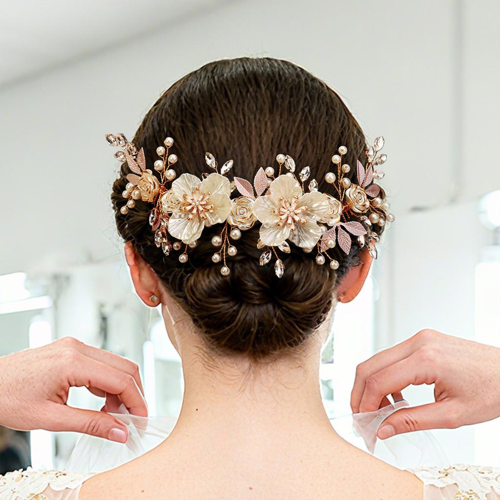 Fashion Crystal Pearl Hairpin Hair Clips For Women Luxury Rhinestones Hair Comb Bride Wedding Hair Accessory Crystal Headwear