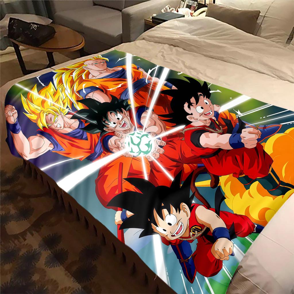 1PC Son Goku  Print Flannel Blanket, High Quality All Seasons, Home Decor, Warmth and Comfort, Perfect for Christmas Gifts